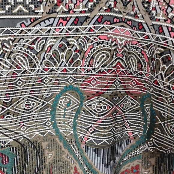 Vintage Boho Bell Sleeve Dress 1X Olivia Matthews Stretch Knit Fall Retro - Picture 4 of 8